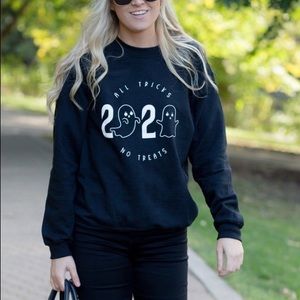 NEW Funny Halloween sweatshirt crewneck all tricks no treats